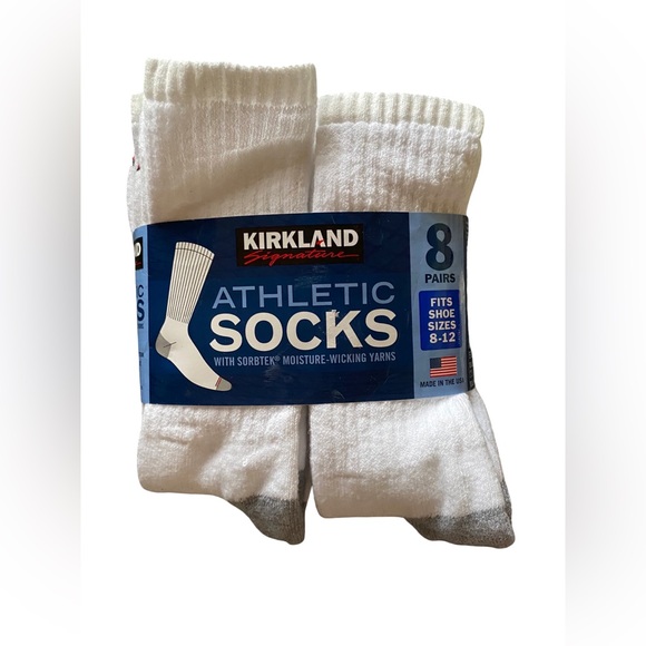 Kirkland Signature‎ Men’s Athletic Sock 8 Pair White Color - Made in USA - NEW!! - Picture 1 of 3